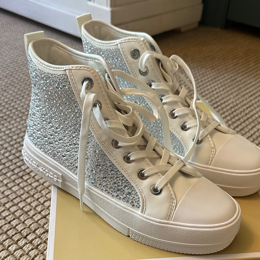 Michael Kors Glittering Silver and White Sneakers
